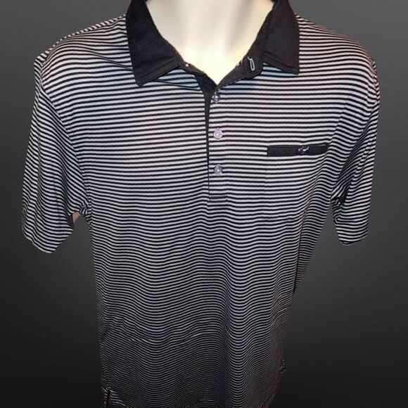 Travis Mathew Homer Striped Black Short Sleeve Golf Polo Shirt Size Large #10 - Picture 3 of 6